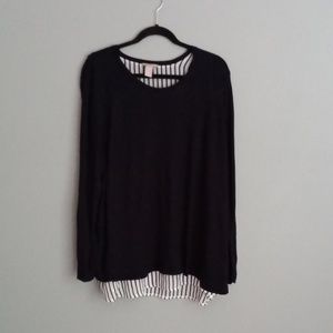 Black sweater with stripe underlay